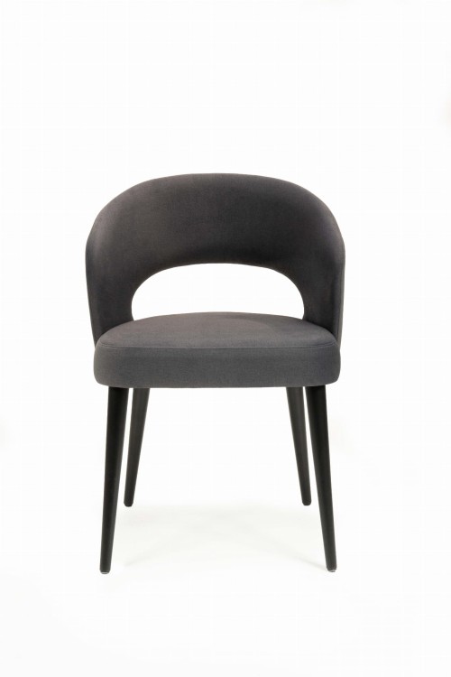 Mirek 6 krzesło tapicerowane w odcieniu ciemnej szarości nogi czarne