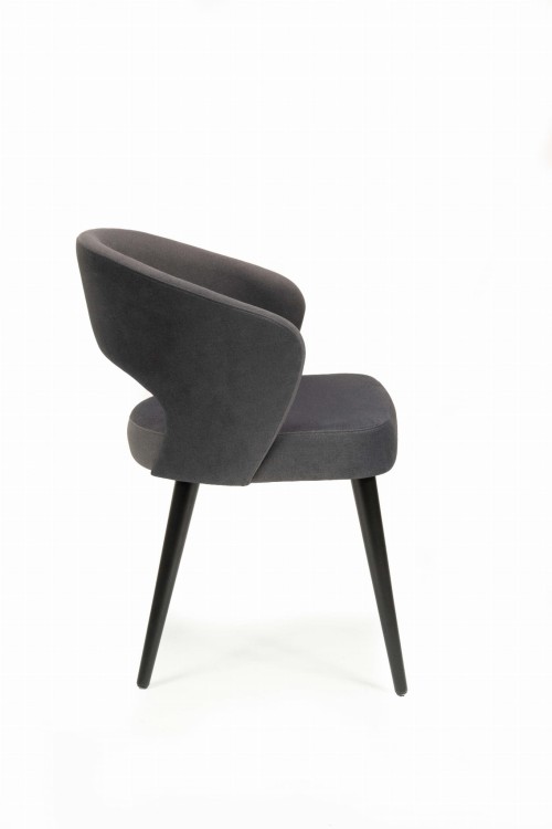 Mirek 6 krzesło tapicerowane w odcieniu ciemnej szarości nogi czarne