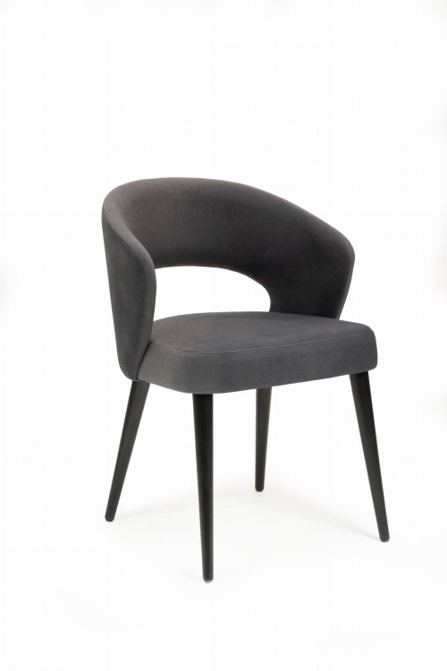 Mirek 6 krzesło tapicerowane w odcieniu ciemnej szarości nogi czarne