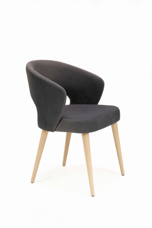 Mirek 6 krzesło tapicerowane w odcieniu ciemnej szarości nogi dąb artisan