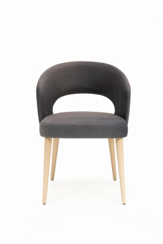 Mirek 6 krzesło tapicerowane w odcieniu ciemnej szarości nogi dąb artisan