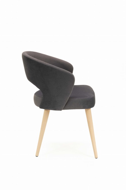 Mirek 6 krzesło tapicerowane w odcieniu ciemnej szarości nogi dąb artisan