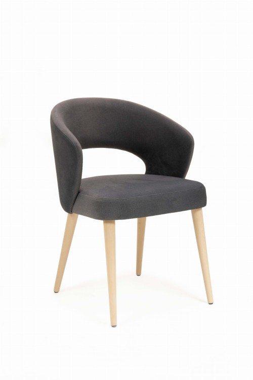 Mirek 6 krzesło tapicerowane w odcieniu ciemnej szarości nogi dąb artisan