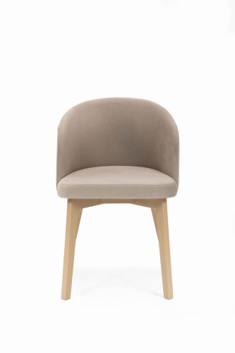 Flavio 2 krzesło tapicerowane beżowe nogi dąb artisan