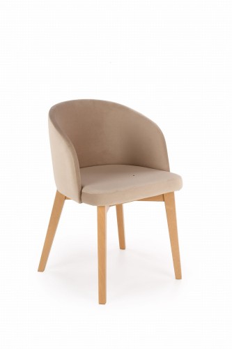 Flavio 2 krzesło tapicerowane beżowe nogi dąb sonoma