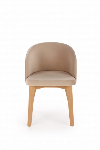 Flavio 2 krzesło tapicerowane beżowe nogi dąb sonoma