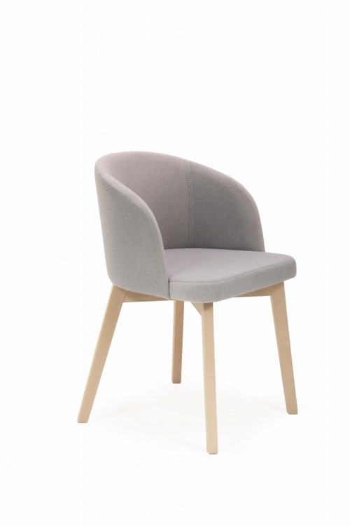 Flavio 2 krzesło tapicerowane bukowe beżowe nogi dąb sonoma