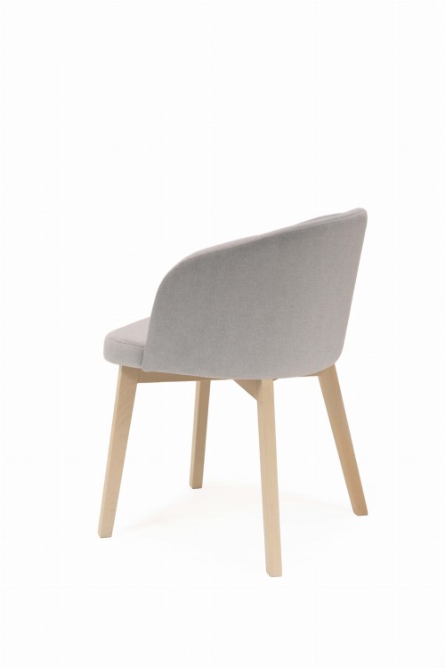 Flavio 2 krzesło tapicerowane bukowe beżowe nogi dąb sonoma