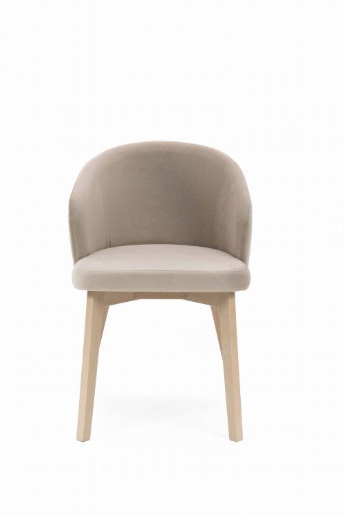 Flavio 5 krzesło tapicerowane beżowe nogi dąb sonoma