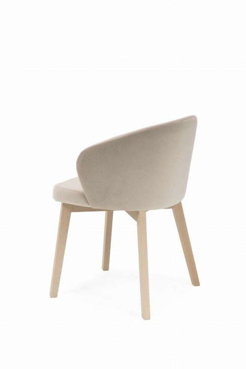 Flavio 5 krzesło tapicerowane beżowe nogi dąb sonoma