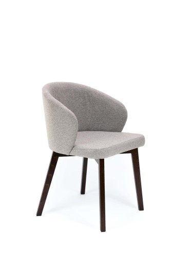 Flavio 5 krzesło tapicerowane szare nogi orzech