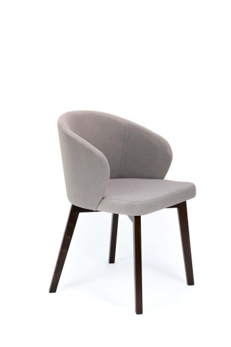Flavio 5 krzesło tapicerowane szare nogi orzech