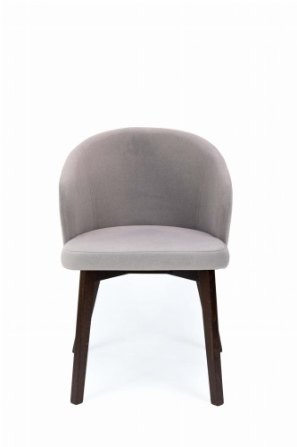 Flavio 5 krzesło tapicerowane szare nogi orzech