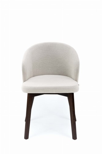 Flavio 5 krzesło tapicerowane szare nogi orzech