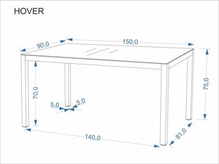 HOVER stół ogrodowy, popielaty / antracytowy (1p=1szt)
